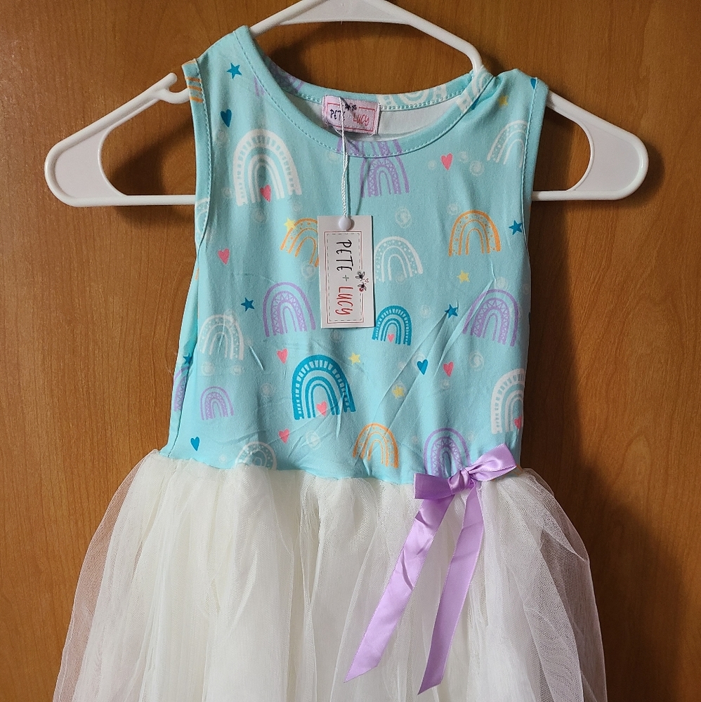 Pete & Lucy sleeveless Rainbow tulle dress
